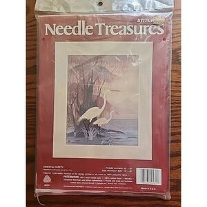 Needle Treasures Oriental Egrets Crewl Yarn Craft Kit Sealed